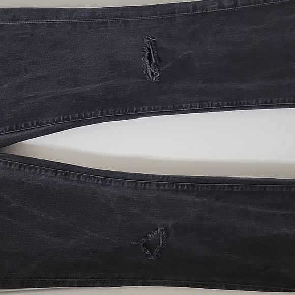 7 For All Mankind, Size 27 Washed Black Flared Jeans w/Sparkle Lightning Bolts - Picture 12 of 15